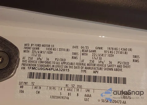 2023 Ford Escape Active from USA, damaged, VIN 1FMCU0GN4PUA32015